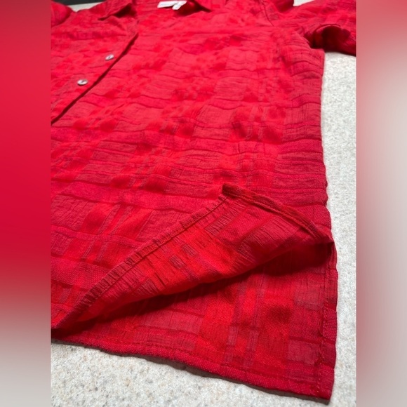 WHITE STAG 3/4 Sleeve Button Front Blouse Shirt Red Size XL - Picture 6 of 9